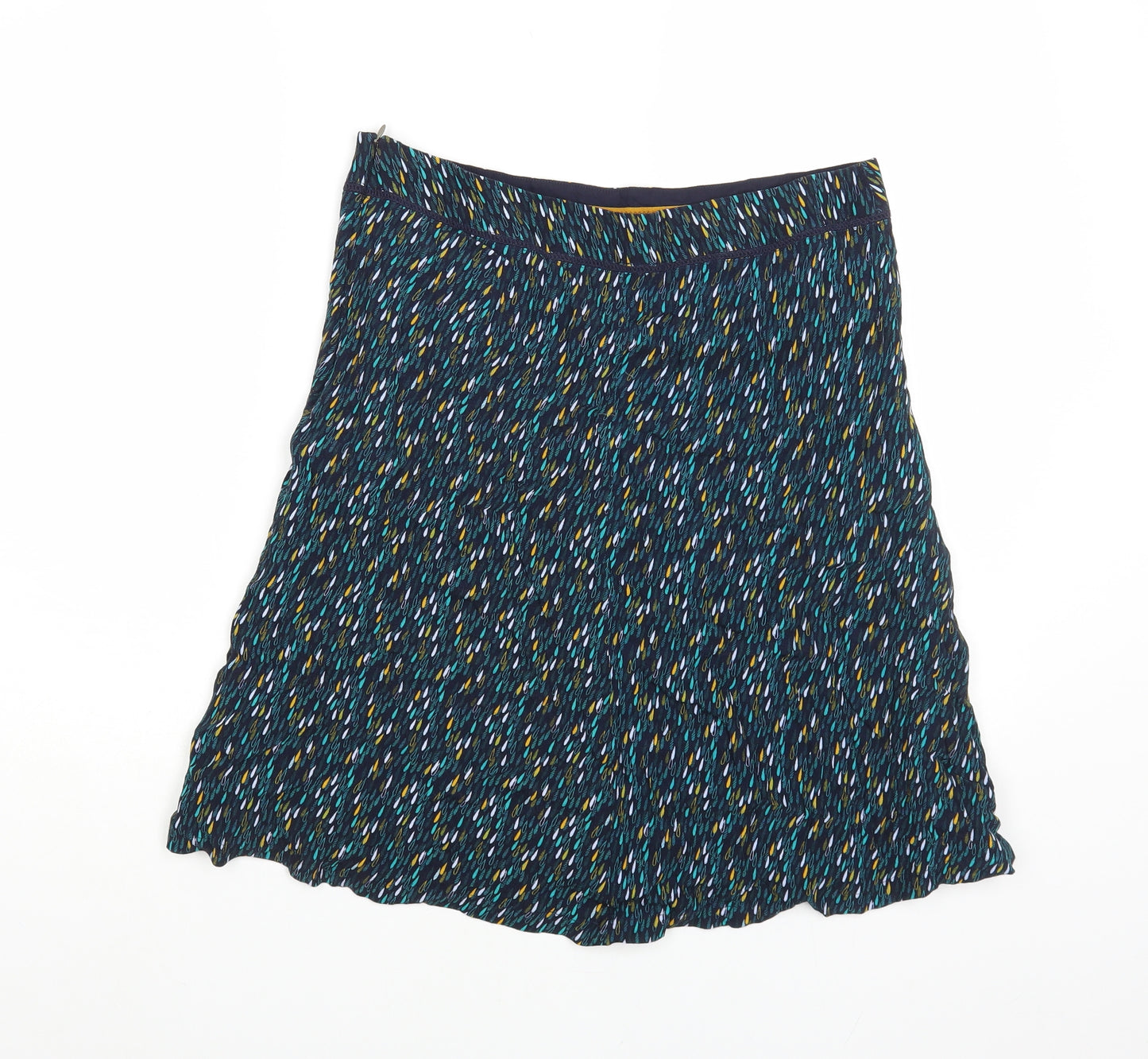 White Stuff Womens Blue Geometric Viscose A-Line Skirt Size 12 Zip