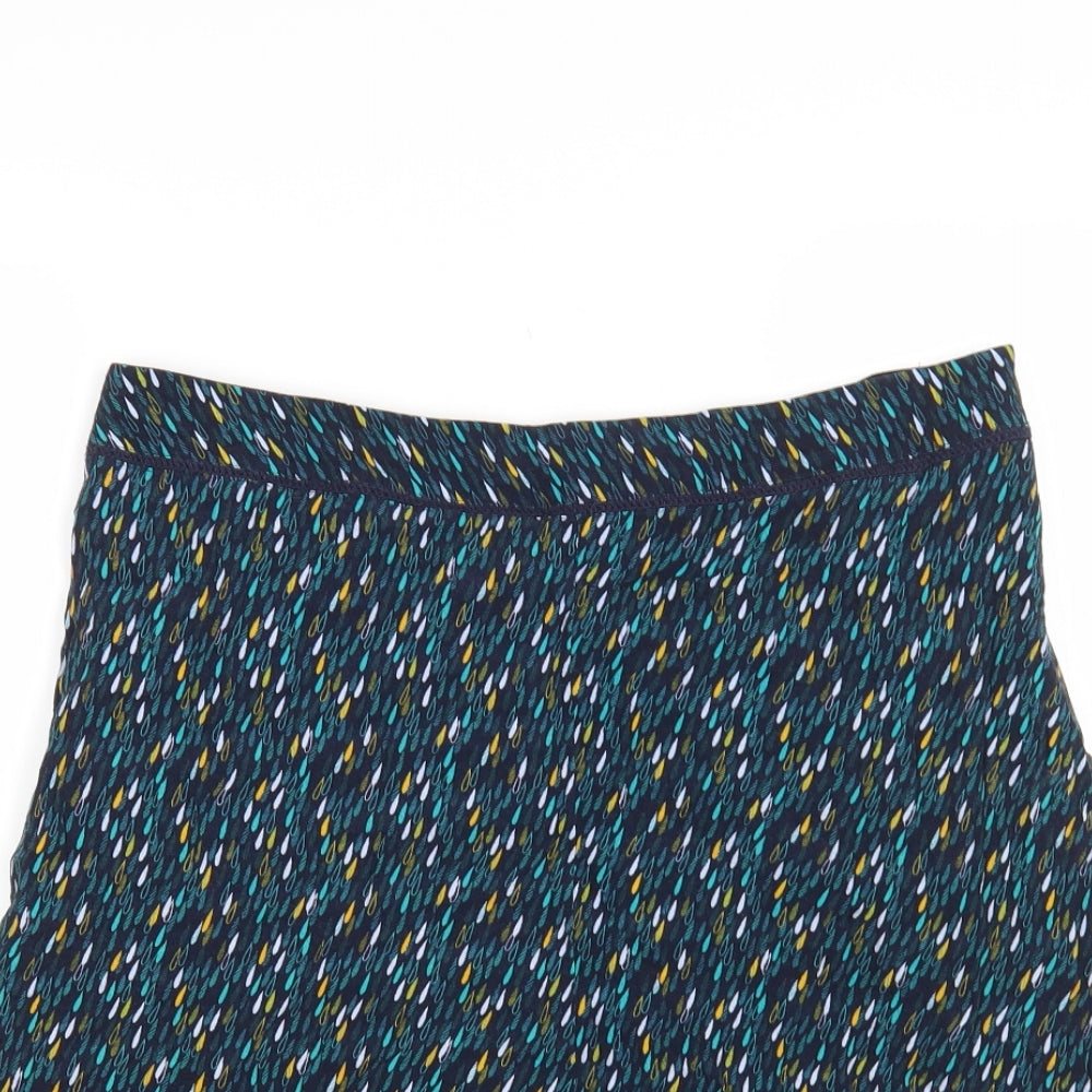 White Stuff Womens Blue Geometric Viscose A-Line Skirt Size 12 Zip