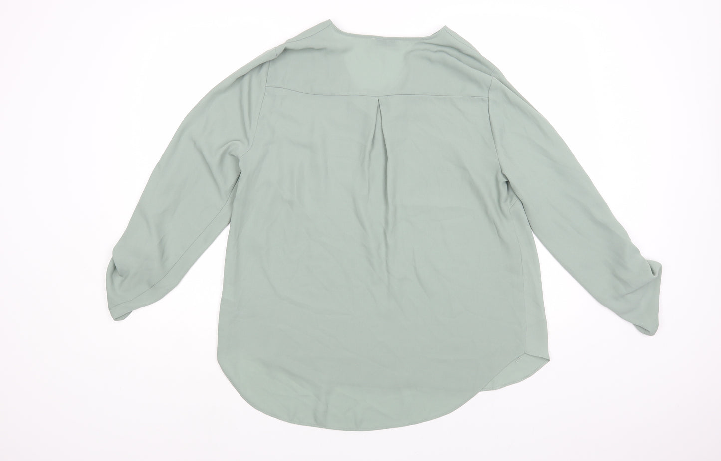 Papaya Womens Green Polyester Basic Blouse Size 14 V-Neck