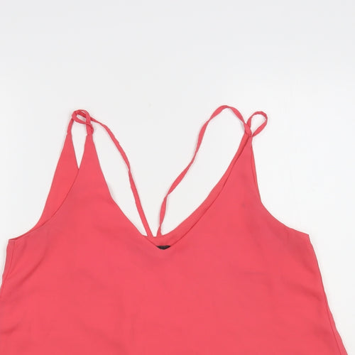 Etam Womens Pink Polyester Camisole Blouse Size 10 V-Neck - Layered