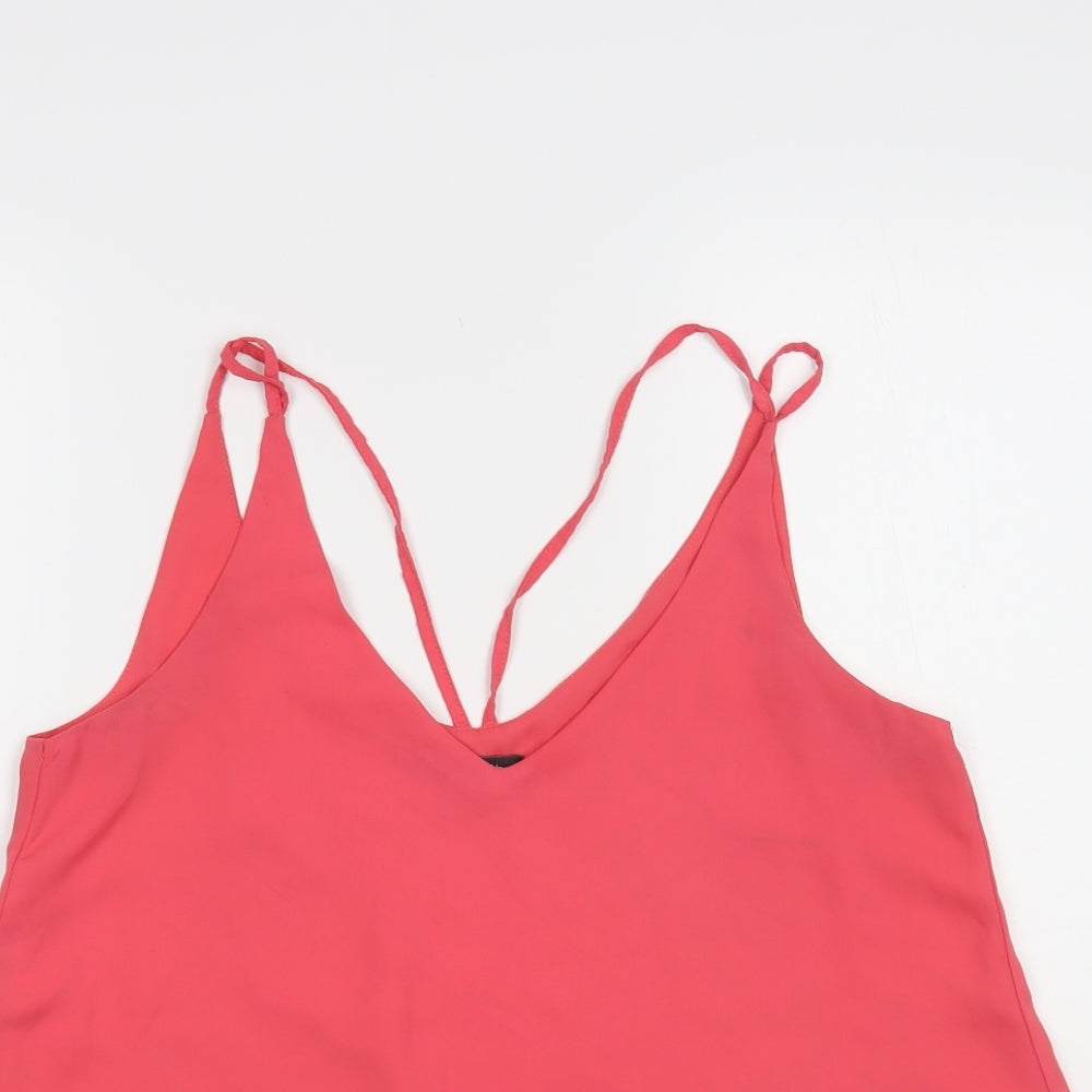 Etam Womens Pink Polyester Camisole Blouse Size 10 V-Neck - Layered