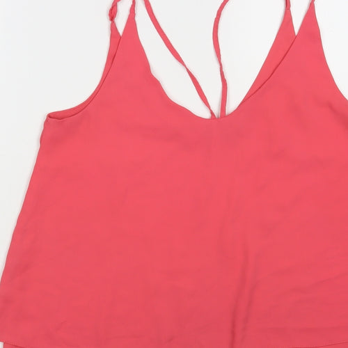 Etam Womens Pink Polyester Camisole Blouse Size 10 V-Neck - Layered