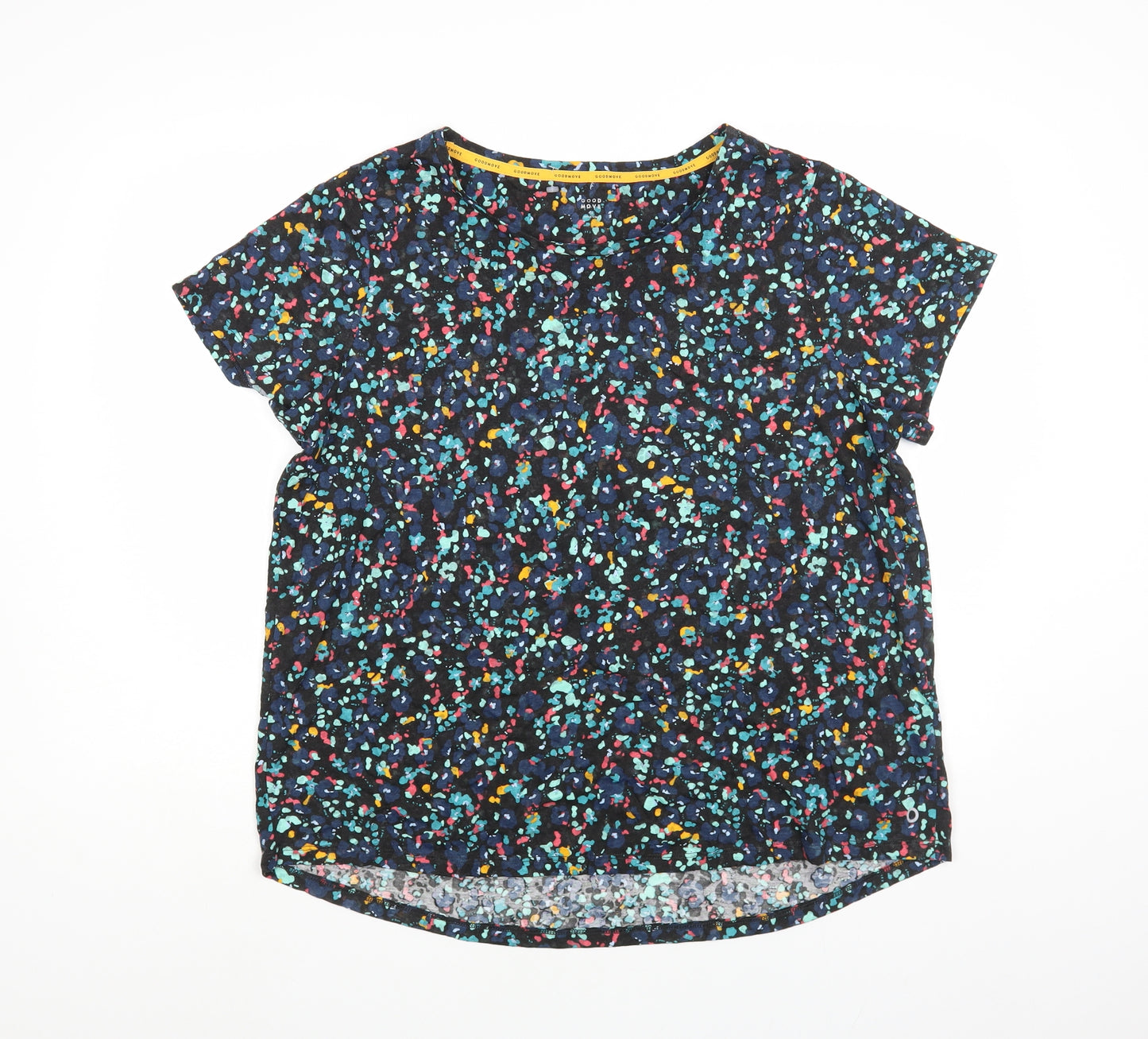 Marks and Spencer Womens Multicoloured Geometric Polyester Basic T-Shirt Size 18 Round Neck