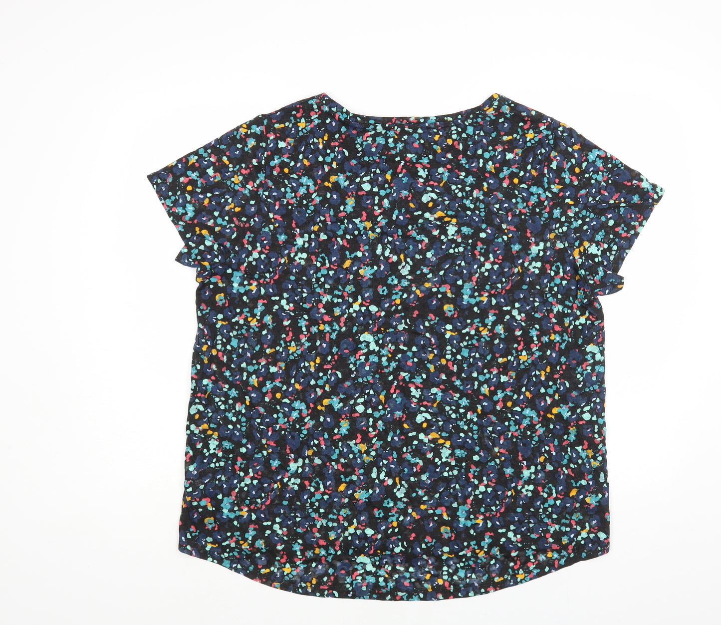 Marks and Spencer Womens Multicoloured Geometric Polyester Basic T-Shirt Size 18 Round Neck