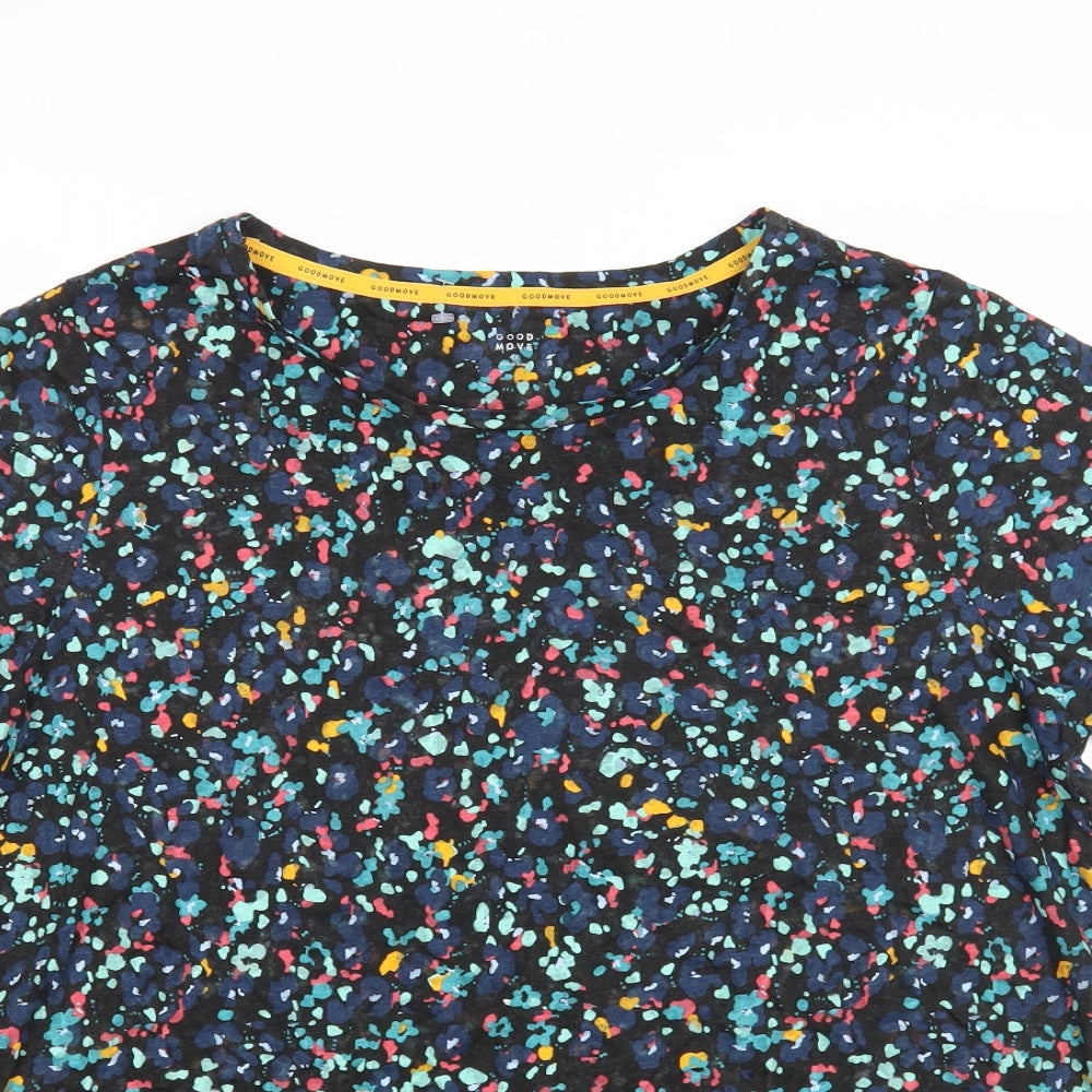 Marks and Spencer Womens Multicoloured Geometric Polyester Basic T-Shirt Size 18 Round Neck