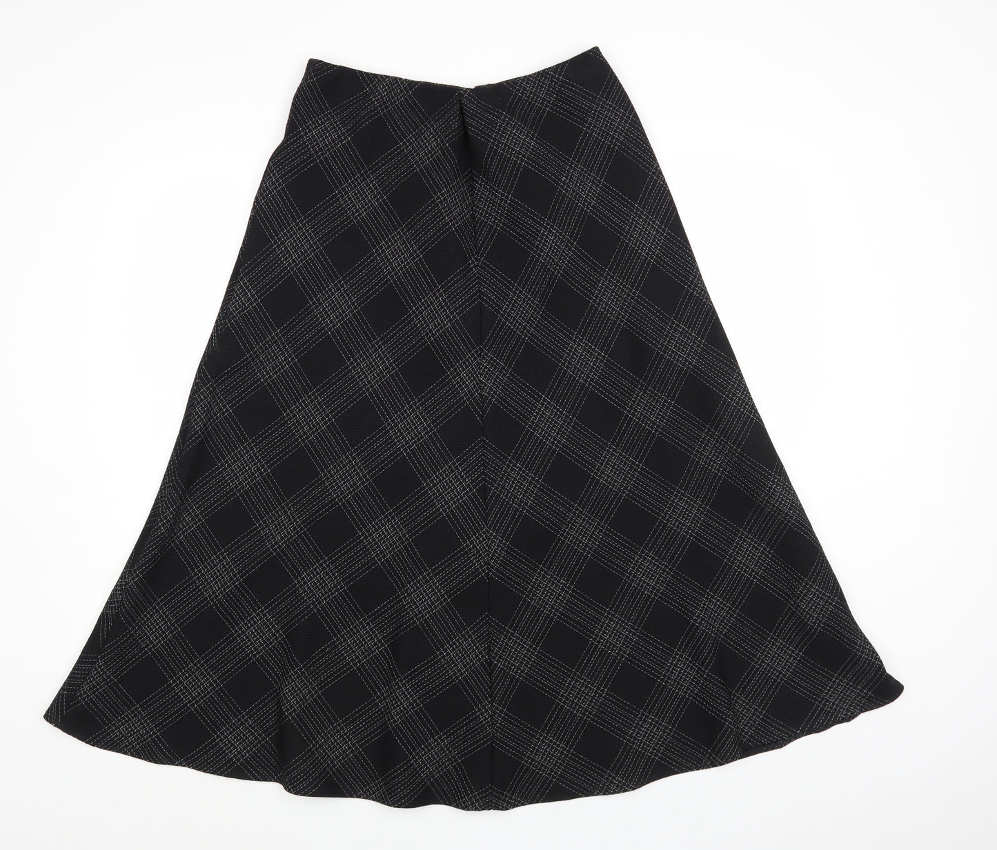 Marks and Spencer Womens Black Plaid Polyester A-Line Skirt Size 12