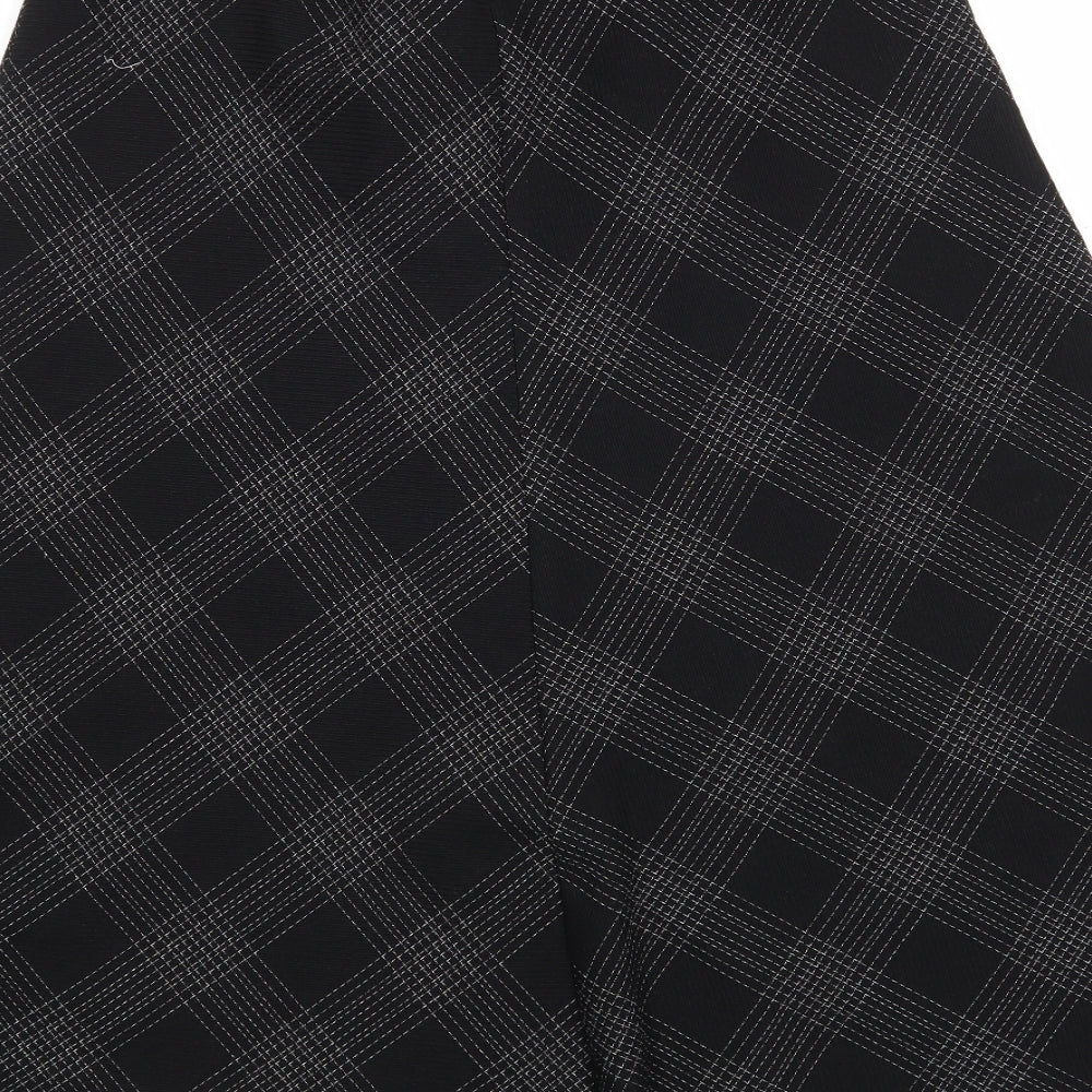 Marks and Spencer Womens Black Plaid Polyester A-Line Skirt Size 12