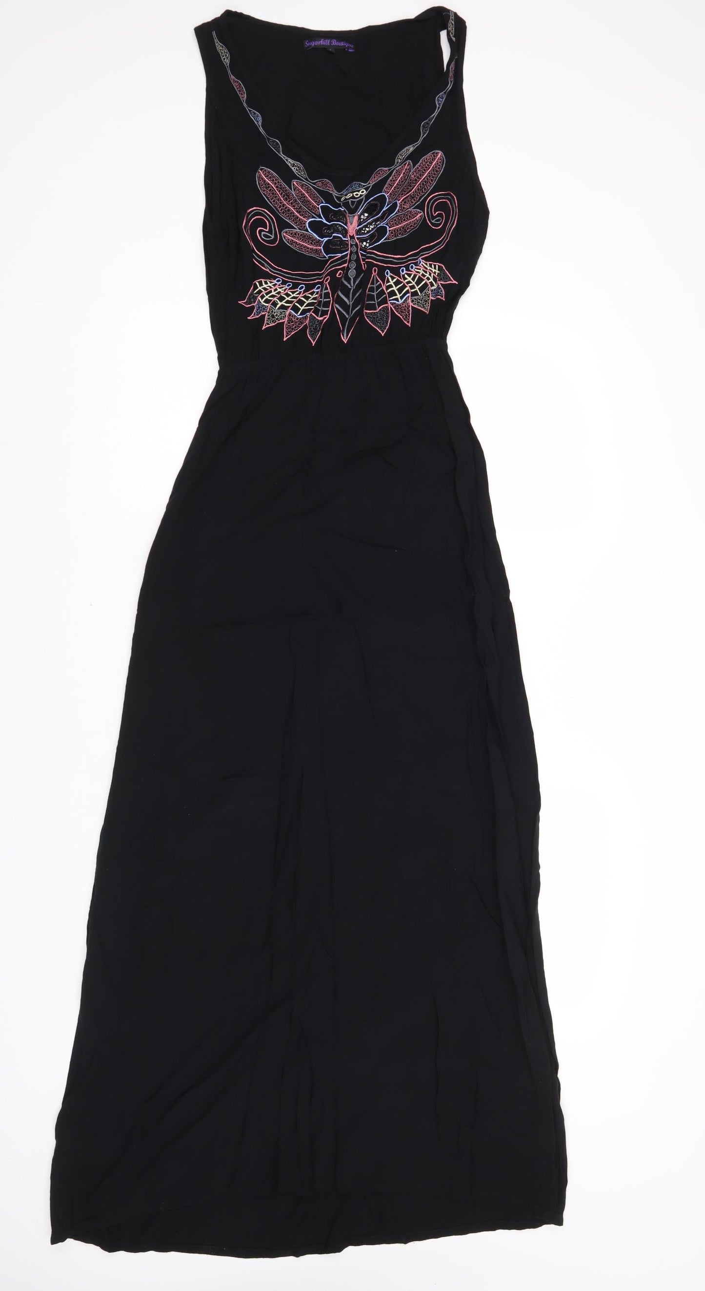 Sugarhill Boutique Womens Black Viscose Maxi Size M Scoop Neck Pullover - Open Back