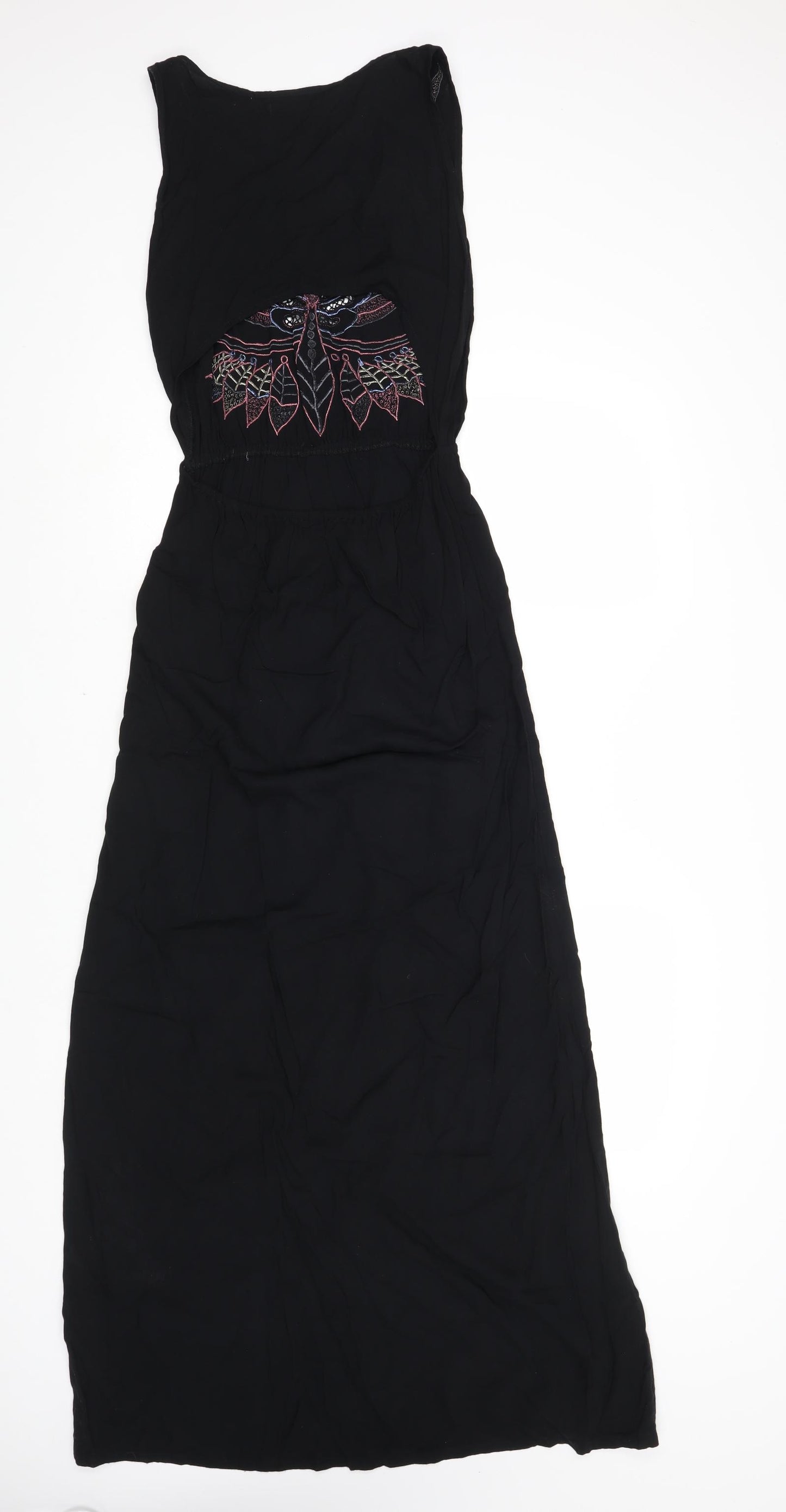 Sugarhill Boutique Womens Black Viscose Maxi Size M Scoop Neck Pullover - Open Back