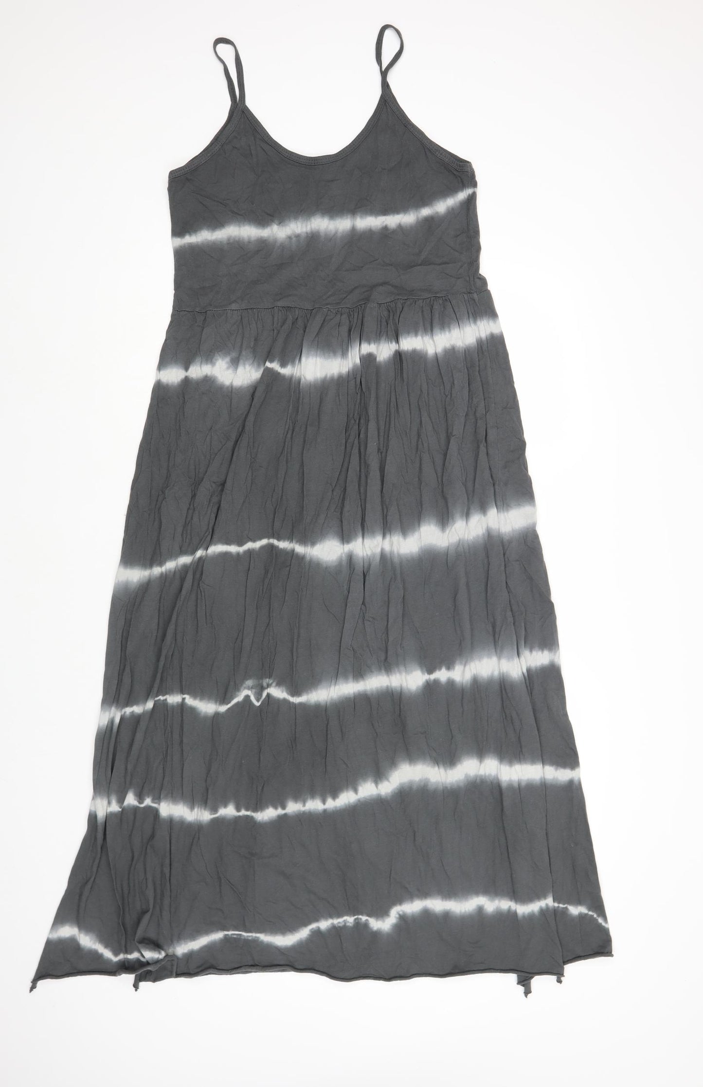 Preworn Womens Grey Tie Dye Cotton Maxi Size M Round Neck Pullover