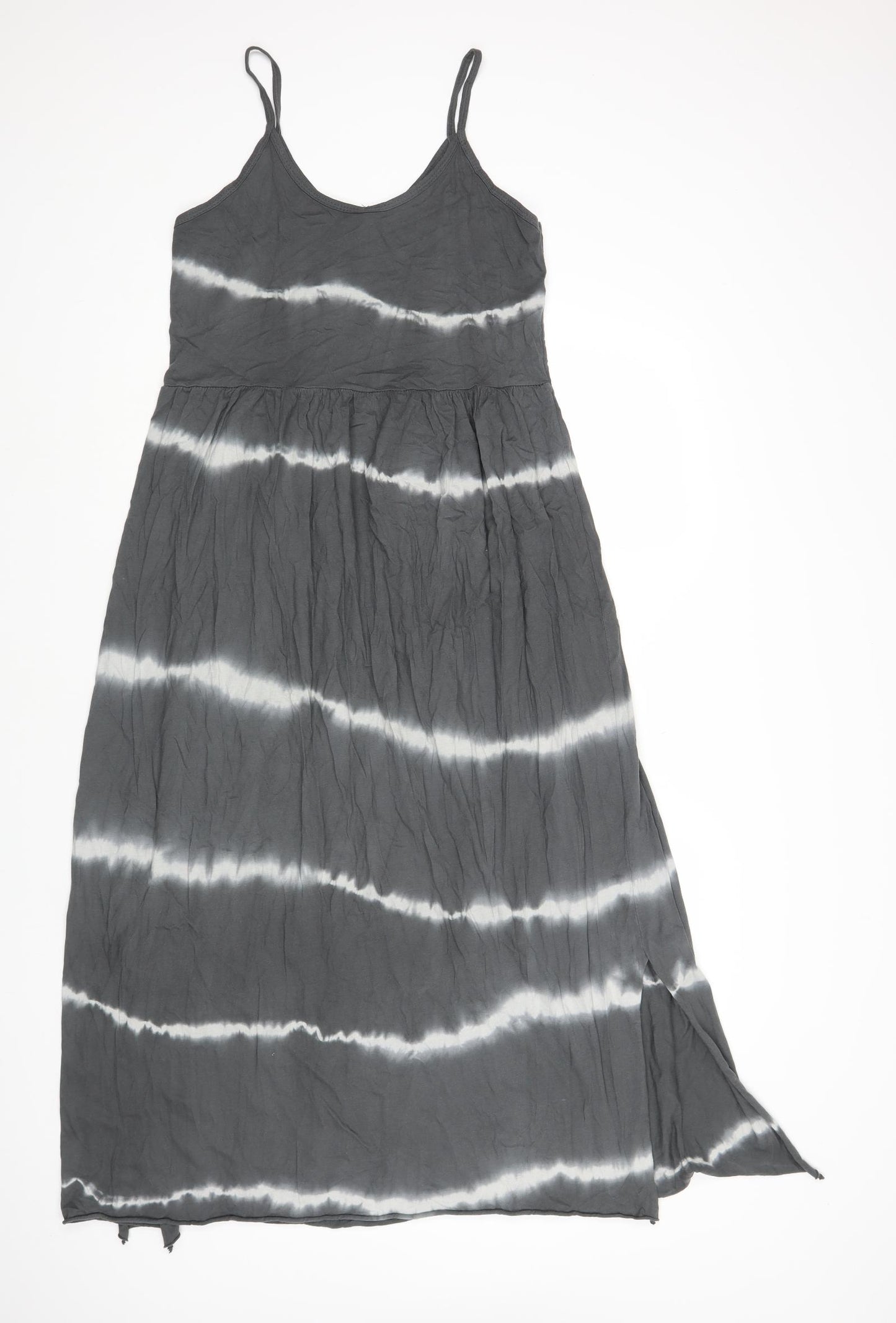 Preworn Womens Grey Tie Dye Cotton Maxi Size M Round Neck Pullover