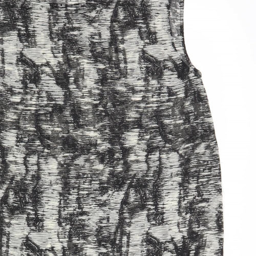 VILA Womens Grey Geometric Polyester Basic Blouse Size L Round Neck - Low Back