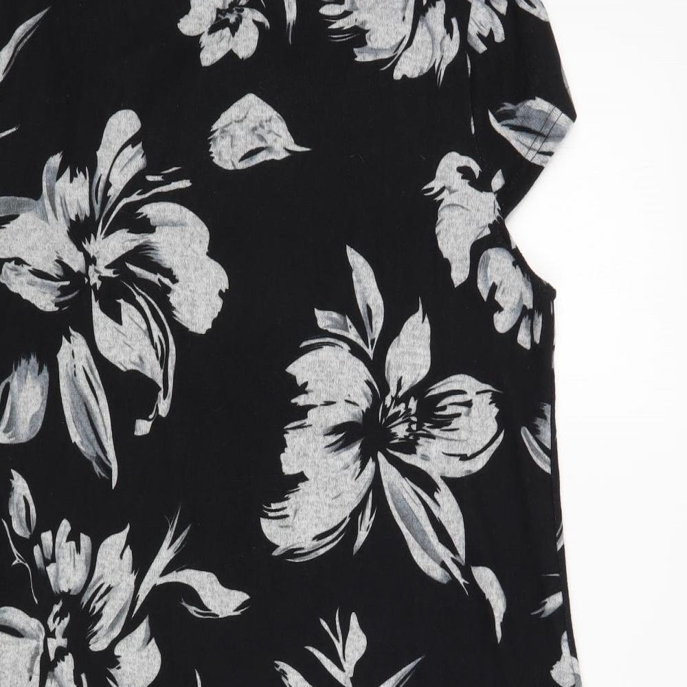 Izabel London Womens Black Collared Floral Polyester Tunic Jumper Size 22