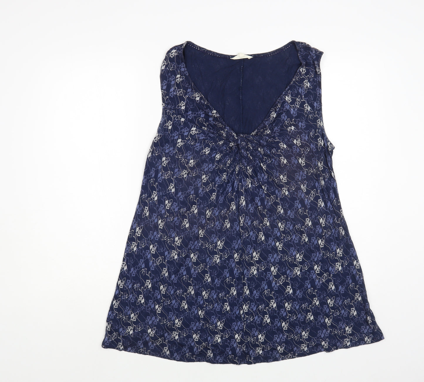 White Stuff Womens Blue Geometric Viscose Basic Tank Size 18 V-Neck - Dog Print
