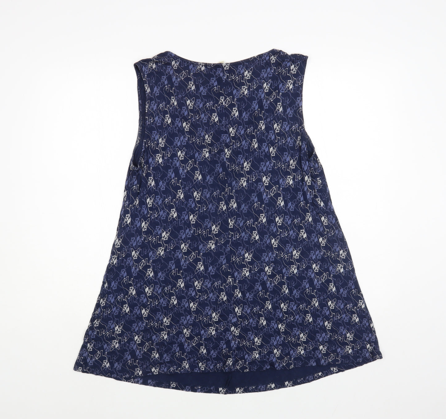 White Stuff Womens Blue Geometric Viscose Basic Tank Size 18 V-Neck - Dog Print