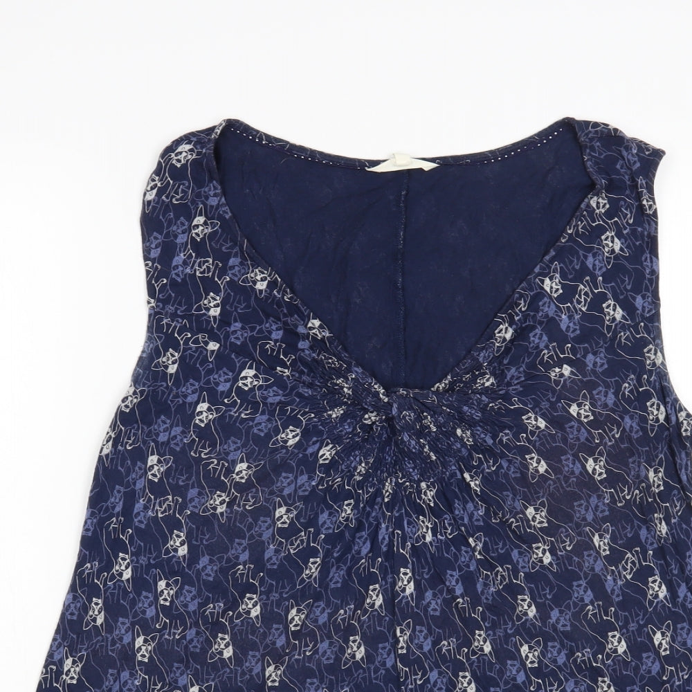 White Stuff Womens Blue Geometric Viscose Basic Tank Size 18 V-Neck - Dog Print