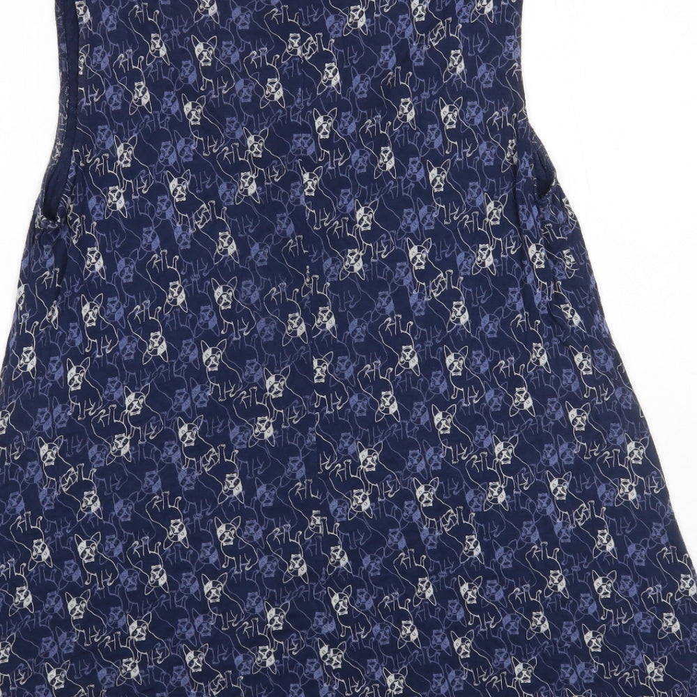 White Stuff Womens Blue Geometric Viscose Basic Tank Size 18 V-Neck - Dog Print