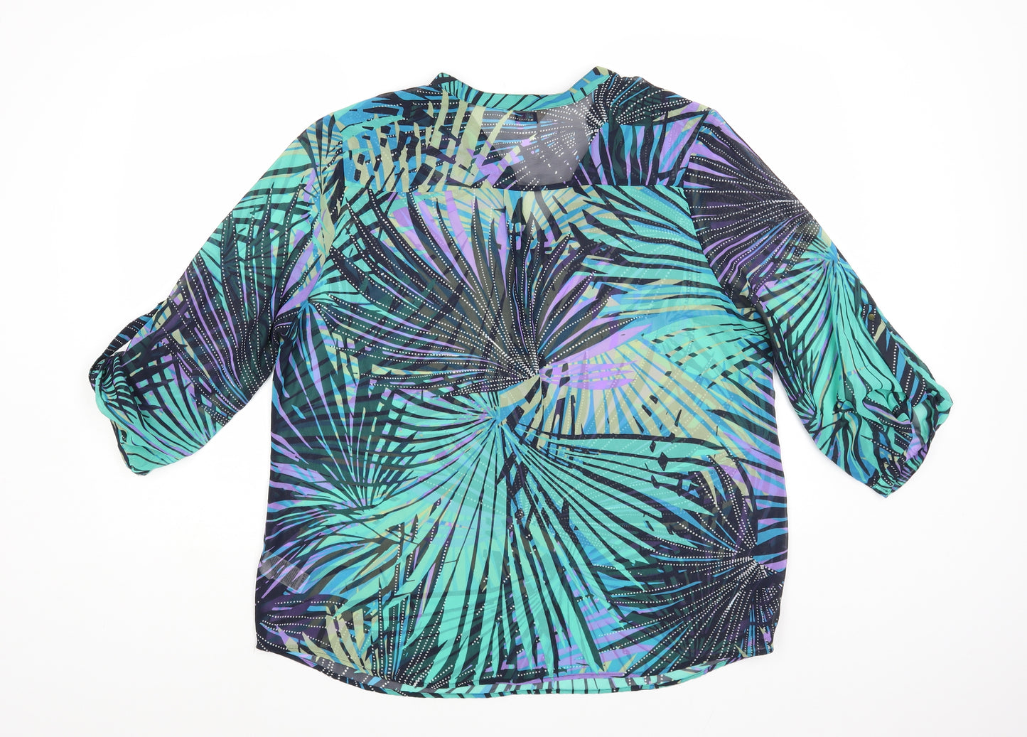 Marks and Spencer Womens Multicoloured Geometric Polyester Basic Blouse Size 18 V-Neck