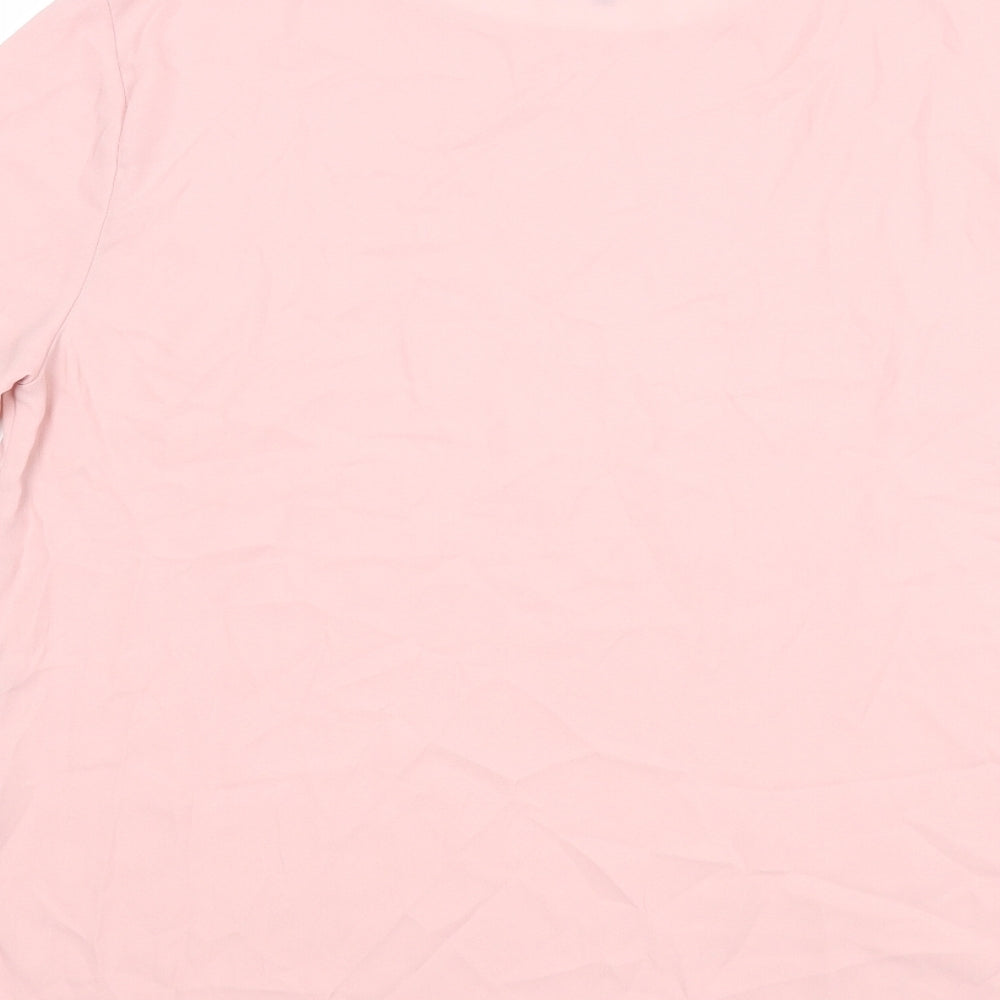 New Look Womens Pink Polyester Basic T-Shirt Size 16 Round Neck