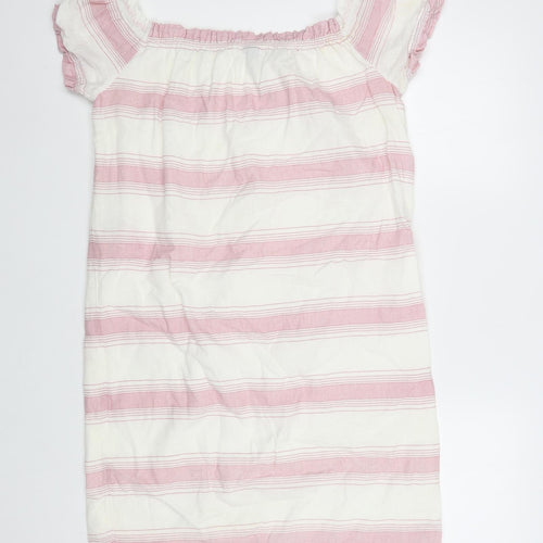 VERO MODA Womens Pink Striped Cotton Shift Size M Off the Shoulder Pullover