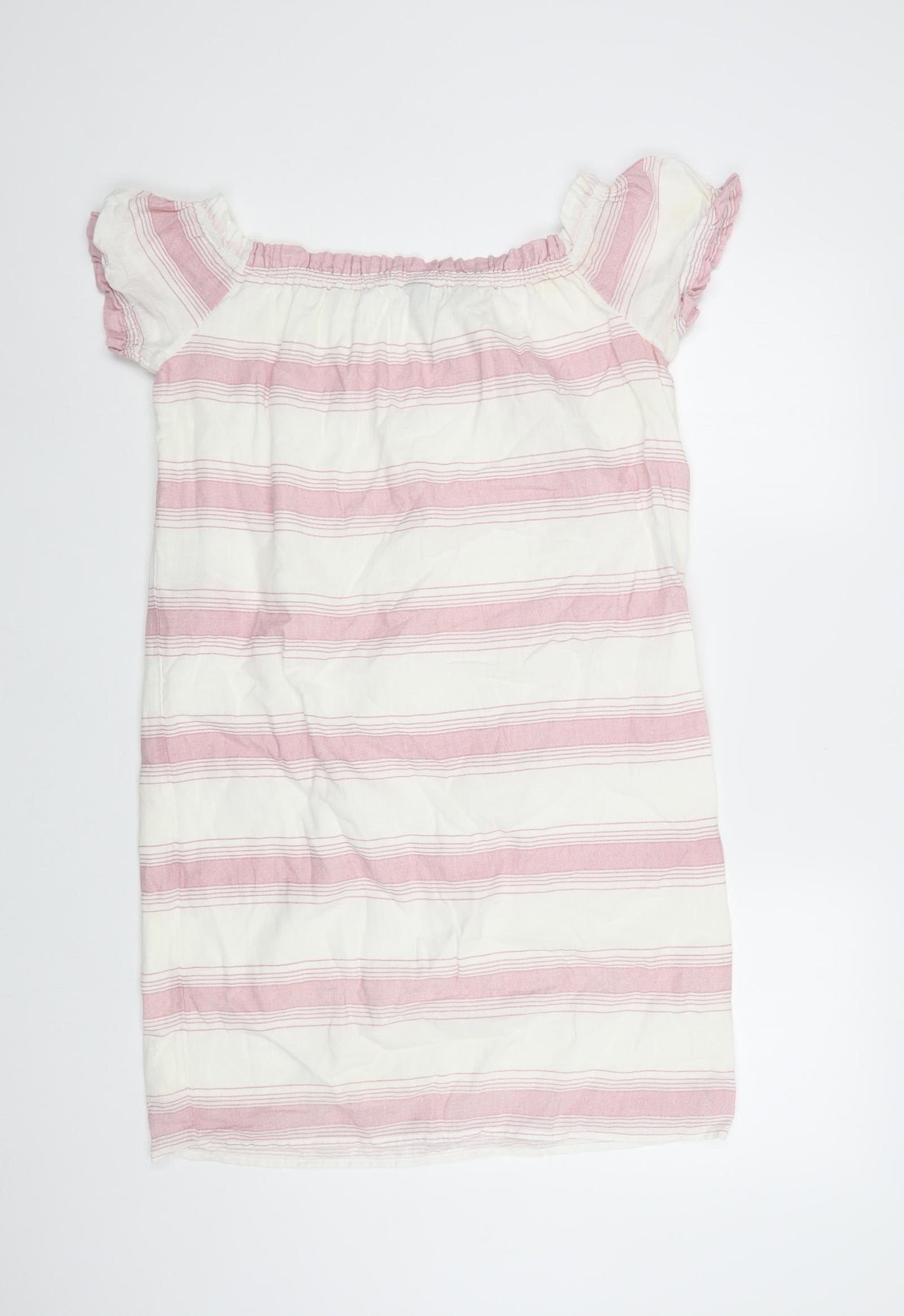 VERO MODA Womens Pink Striped Cotton Shift Size M Off the Shoulder Pullover