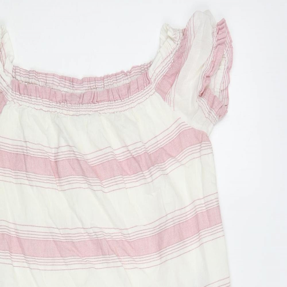 VERO MODA Womens Pink Striped Cotton Shift Size M Off the Shoulder Pullover