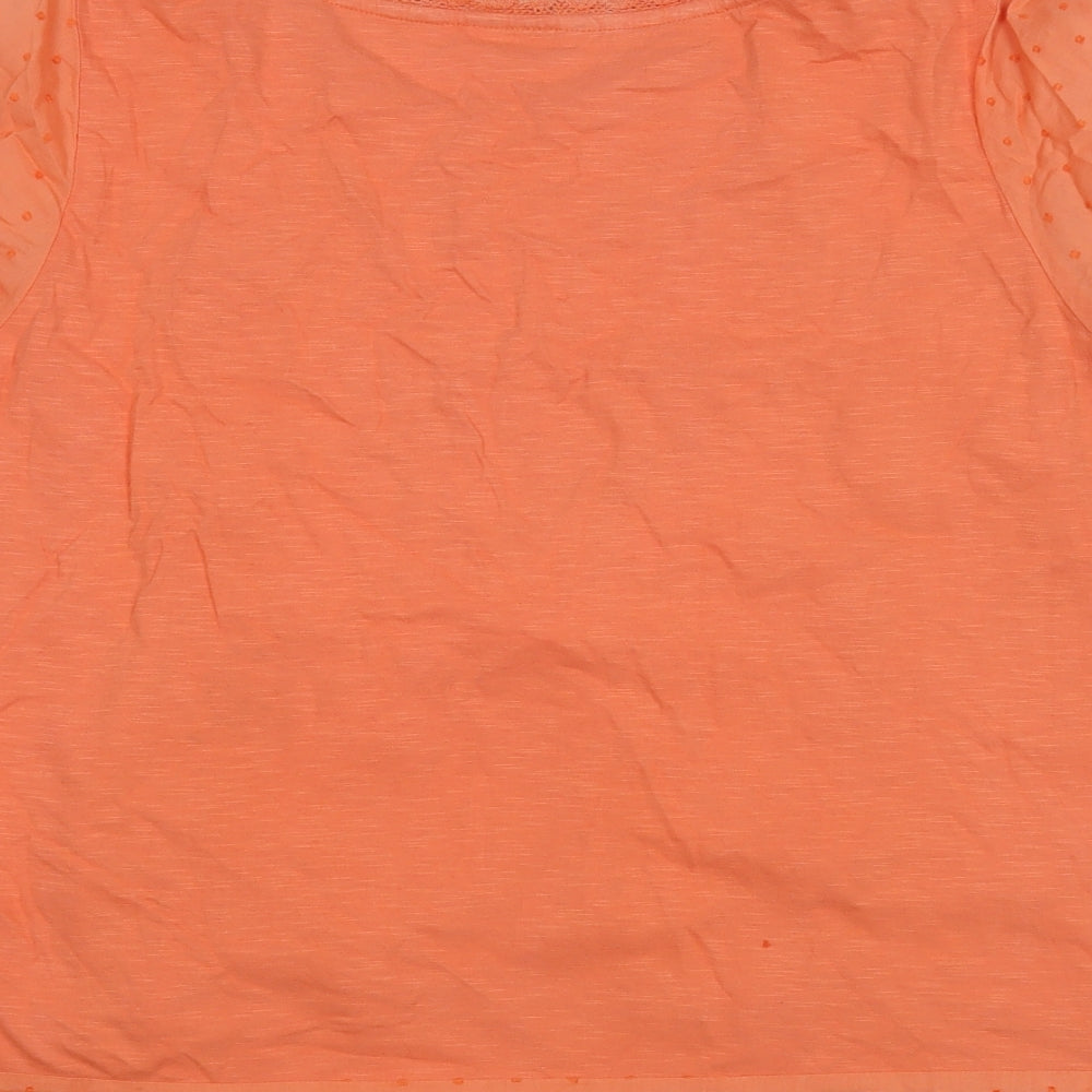 Indigo Womens Orange Cotton Basic Blouse Size 18 Boat Neck - Lace Trim