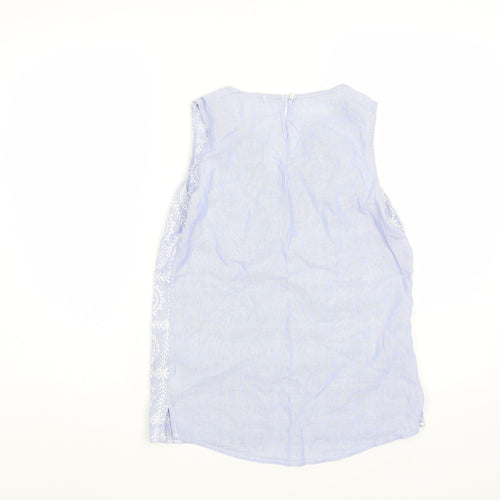 George Womens Blue Geometric Cotton Basic Tank Size 8 V-Neck