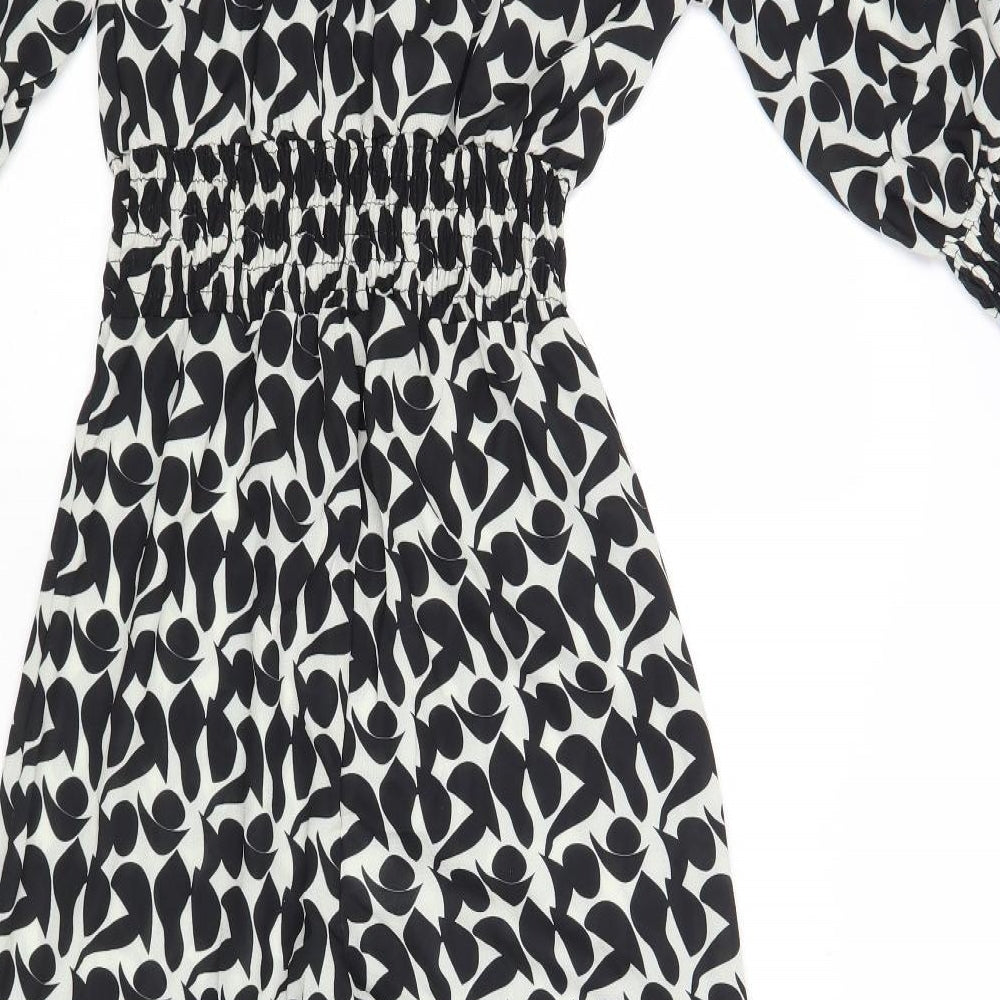 Boohoo Womens Black Geometric Polyester Jumpsuit One-Piece Size 10 L25 in Button