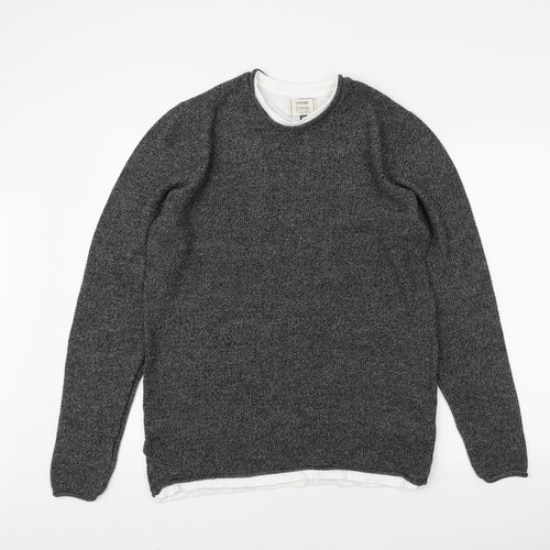 George Mens Grey Round Neck Acrylic Pullover Jumper Size M