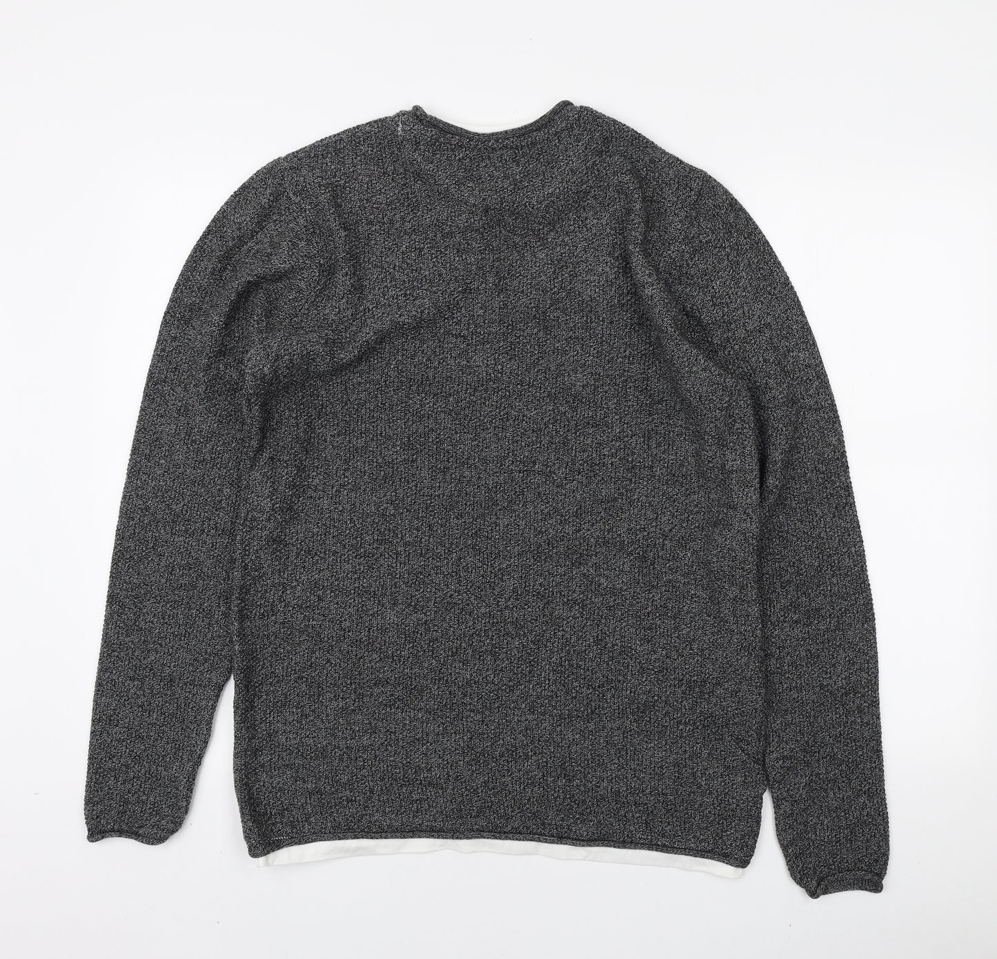 George Mens Grey Round Neck Acrylic Pullover Jumper Size M