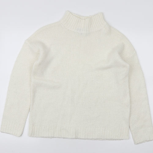 Studio Womens White High Neck Acrylic Pullover Jumper Size 12