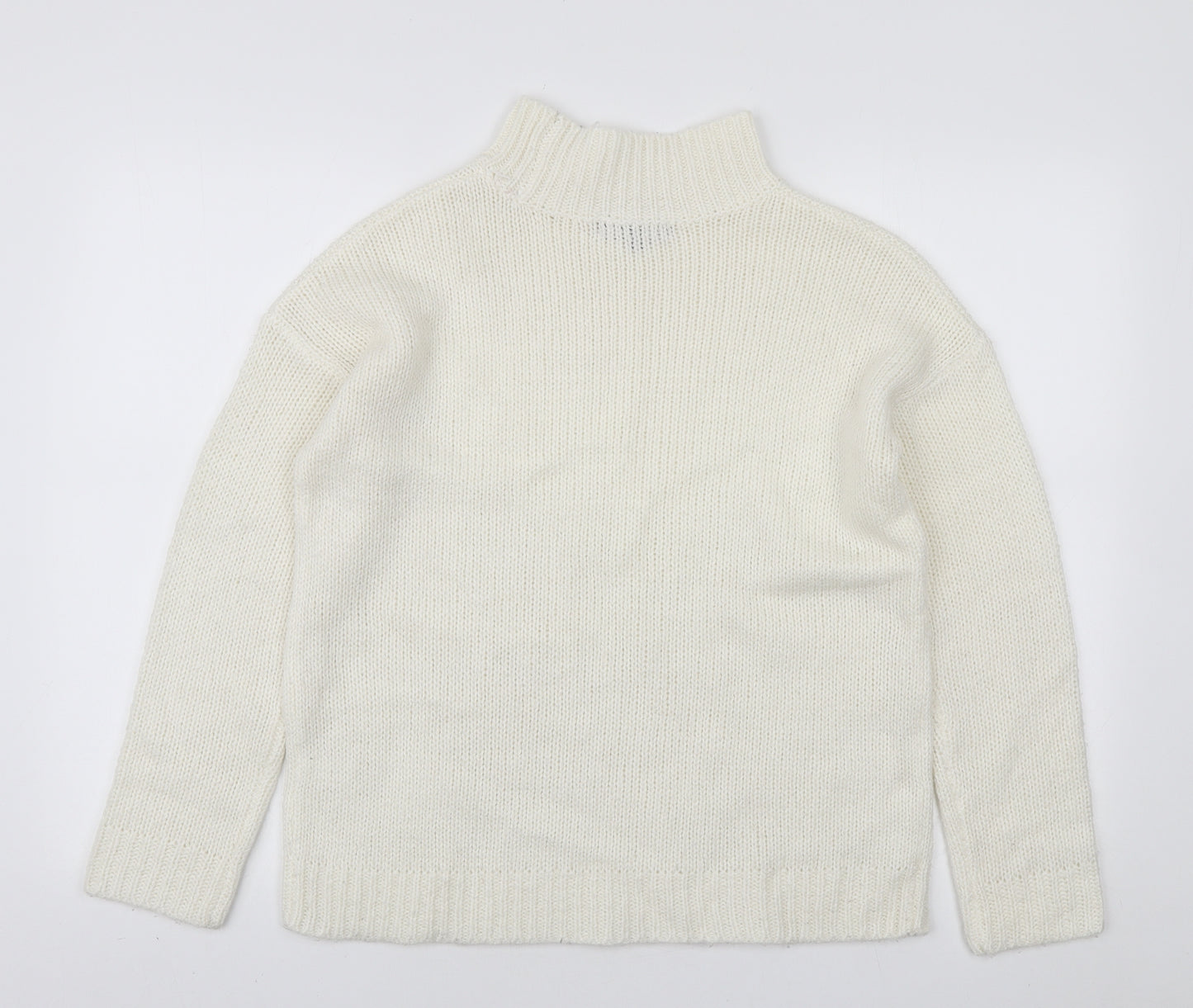 Studio Womens White High Neck Acrylic Pullover Jumper Size 12