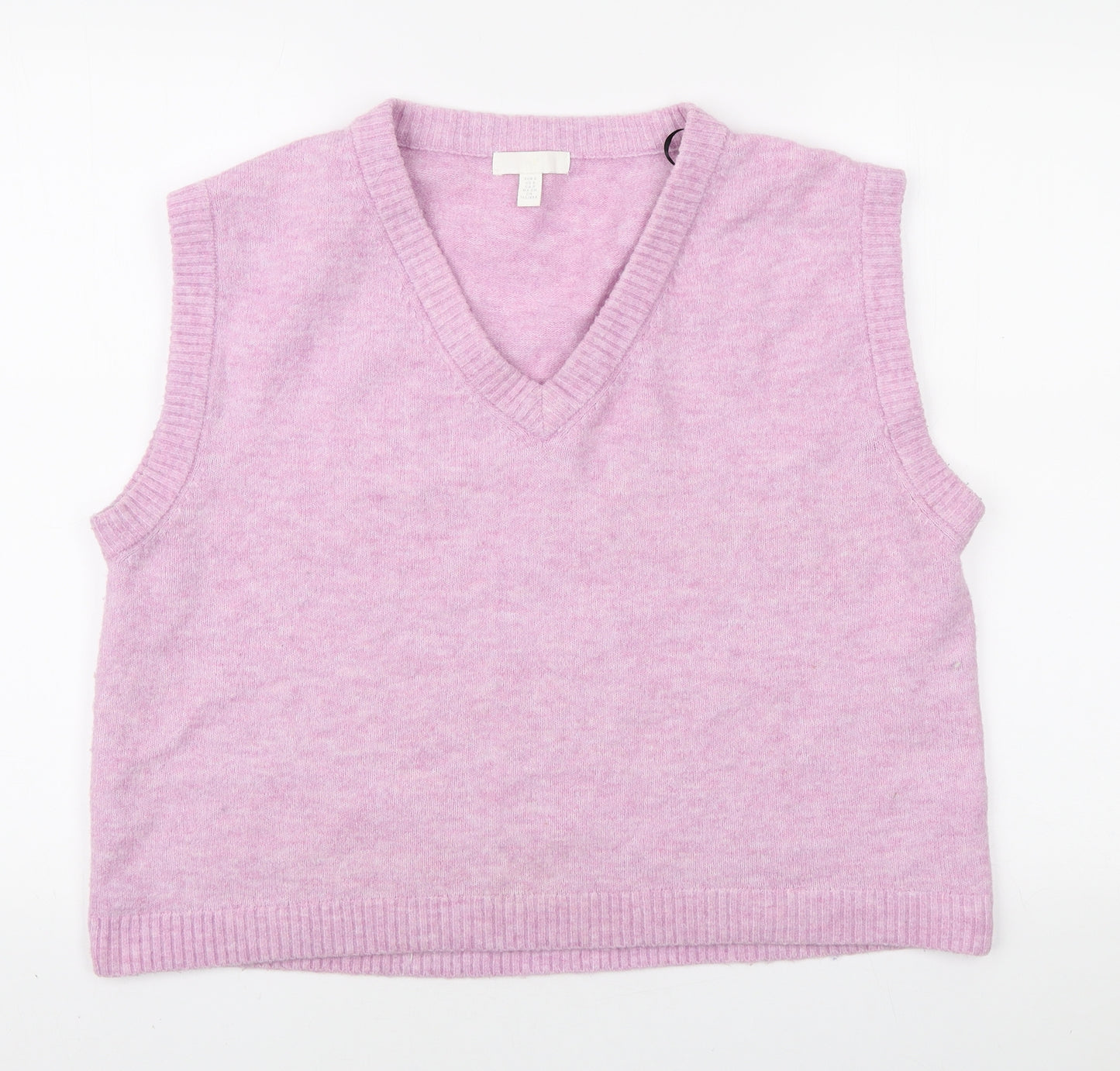 H&M Womens Pink V-Neck Polyester Vest Jumper Size S