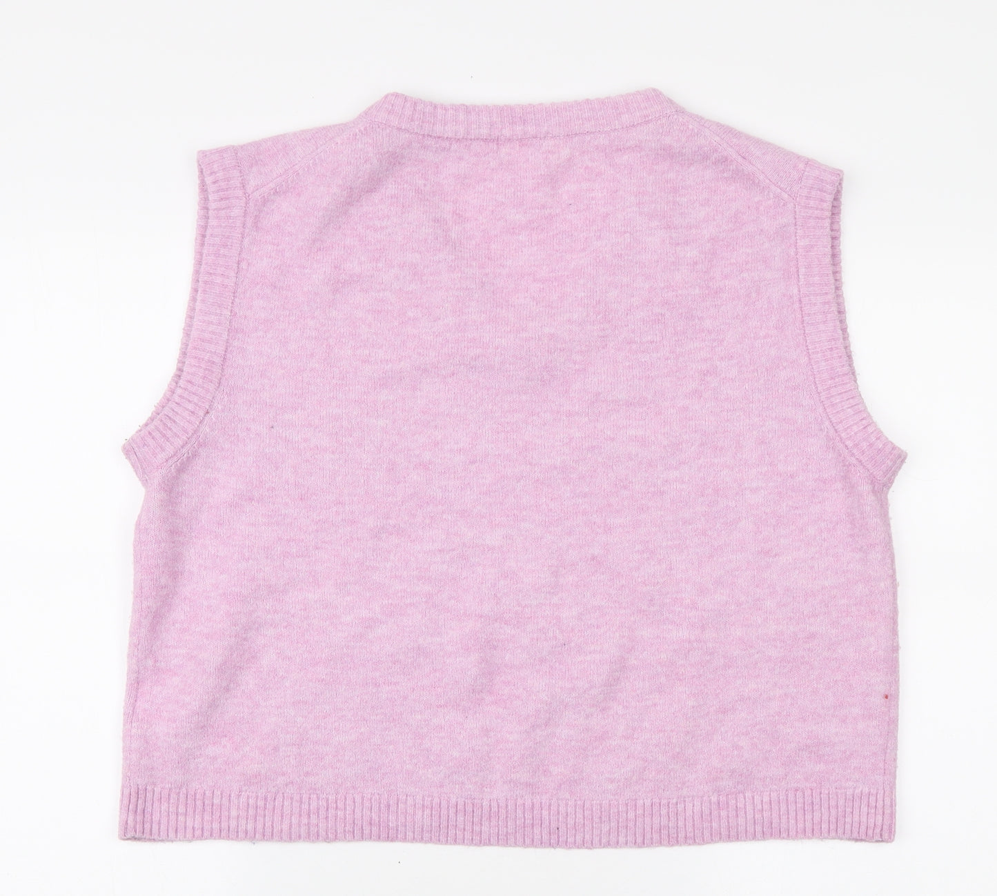 H&M Womens Pink V-Neck Polyester Vest Jumper Size S