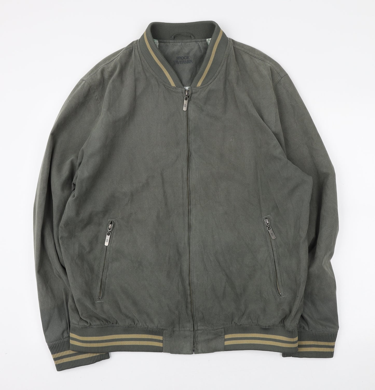 Brook Taverner Mens Green Bomber Jacket Coatigan Size XL Zip