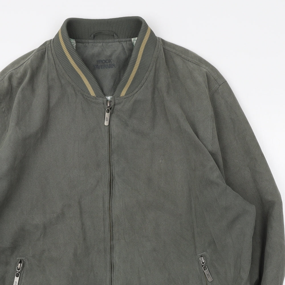 Brook Taverner Mens Green Bomber Jacket Coatigan Size XL Zip