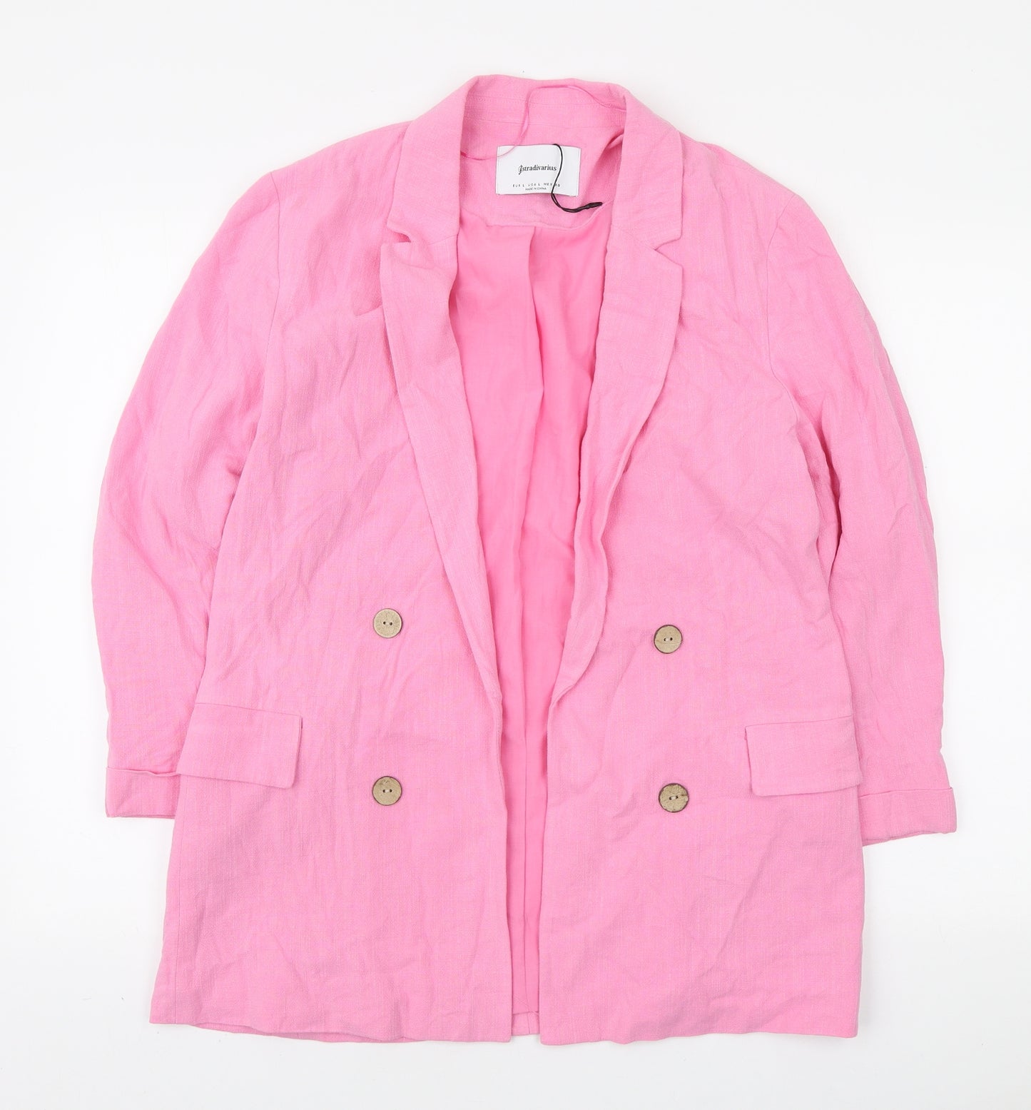 Stradavarius Womens Pink Jacket Blazer Size L