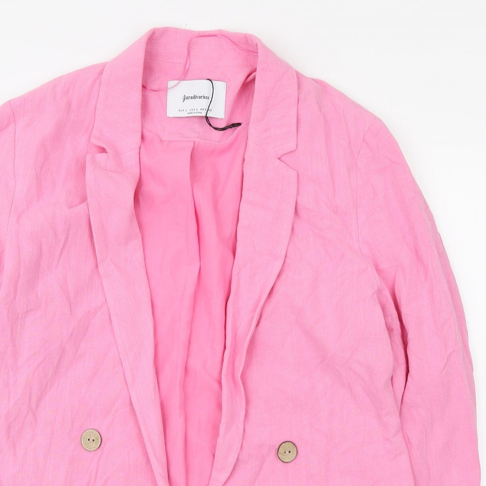 Stradavarius Womens Pink Jacket Blazer Size L