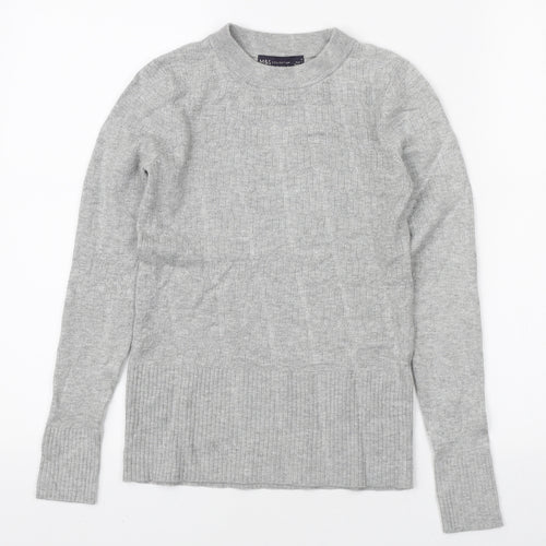 Marks and Spencer Womens Grey Mock Neck Viscose Pullover Jumper Size 6