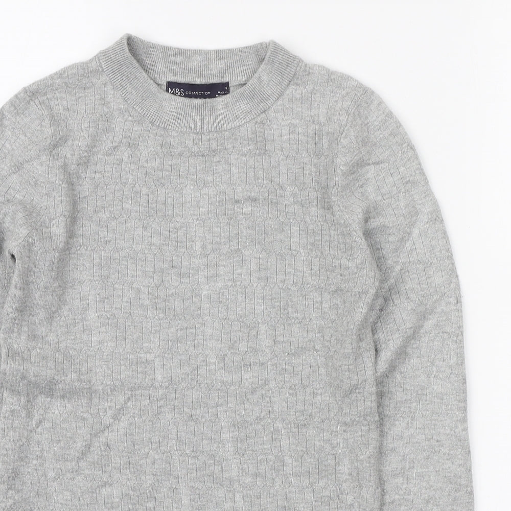 Marks and Spencer Womens Grey Mock Neck Viscose Pullover Jumper Size 6
