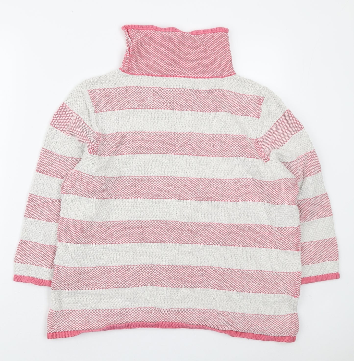 Laura Ashley Womens Ivory High Neck Striped Cotton Pullover Jumper Size 18