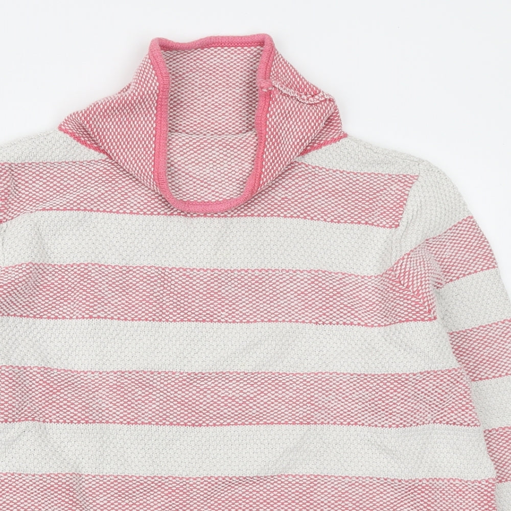 Laura Ashley Womens Ivory High Neck Striped Cotton Pullover Jumper Size 18