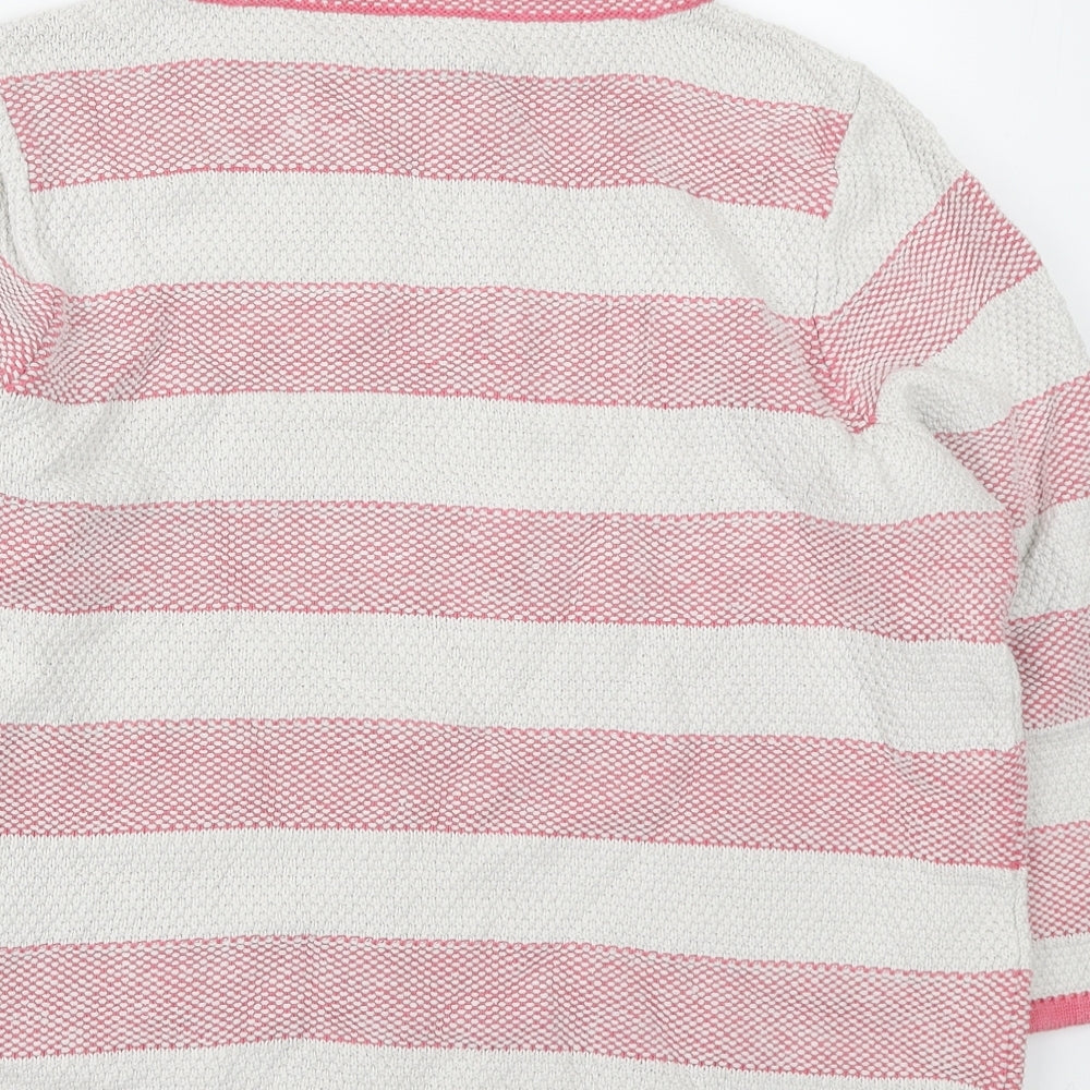 Laura Ashley Womens Ivory High Neck Striped Cotton Pullover Jumper Size 18