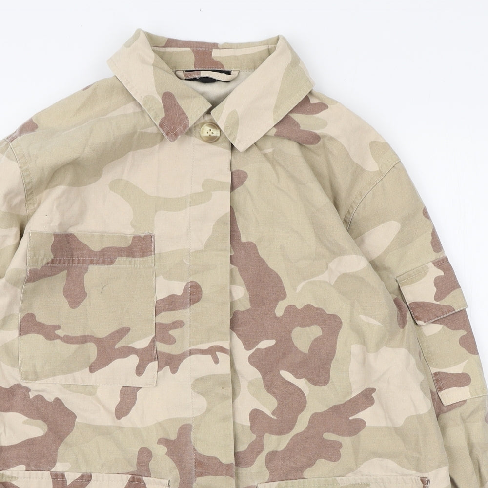 Topshop Womens Beige Camouflage Jacket Size 8 Button