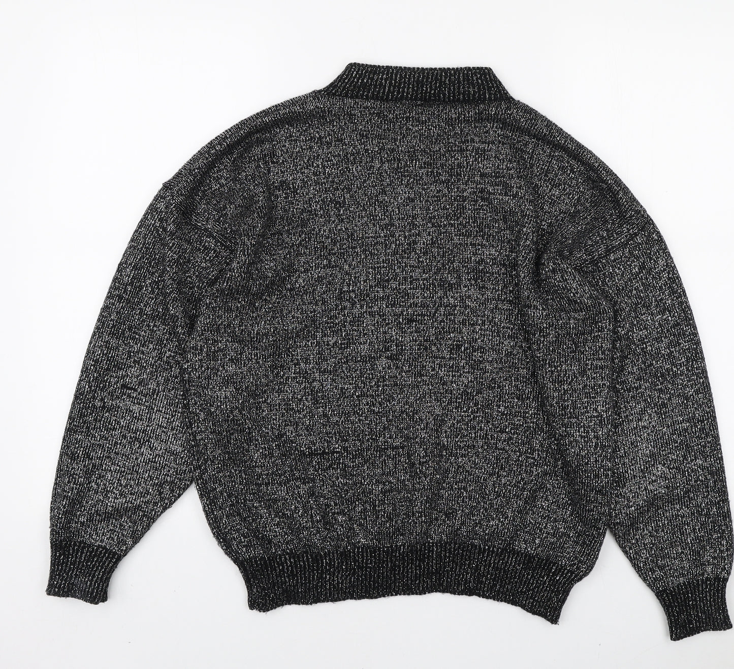 Preworn Womens Black V-Neck Acrylic Pullover Jumper Size 16