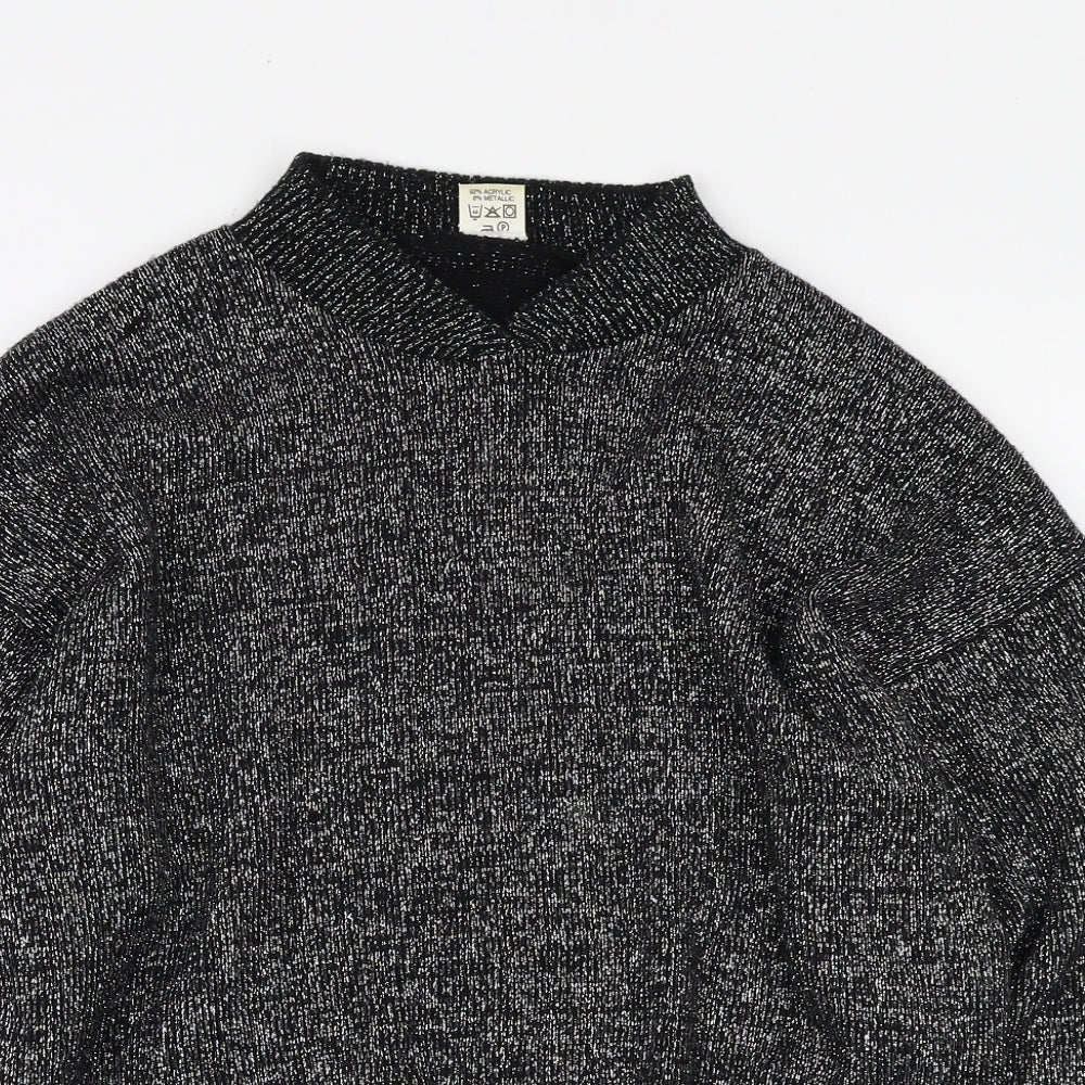 Preworn Womens Black V-Neck Acrylic Pullover Jumper Size 16