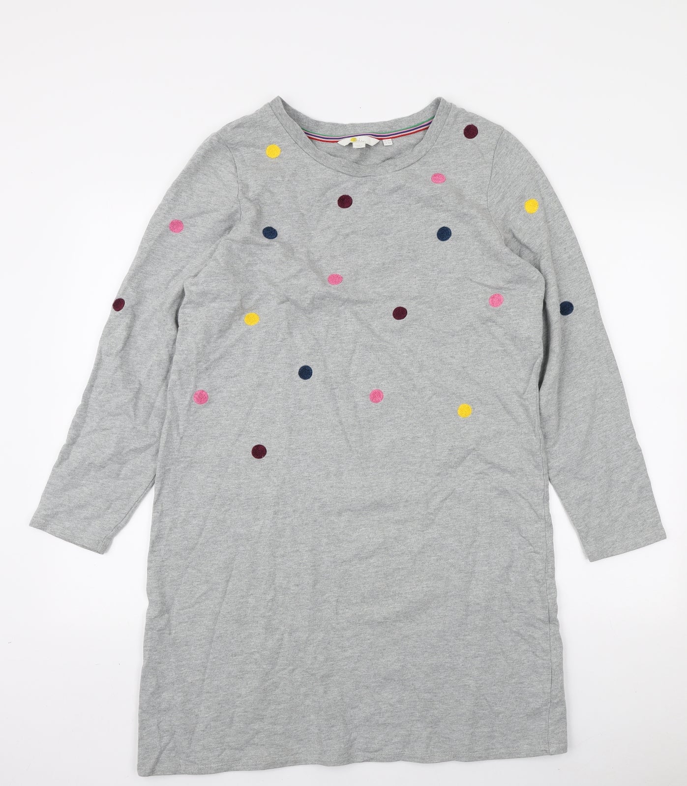 Boden Womens Grey Polka Dot Cotton Top Dress Size 14