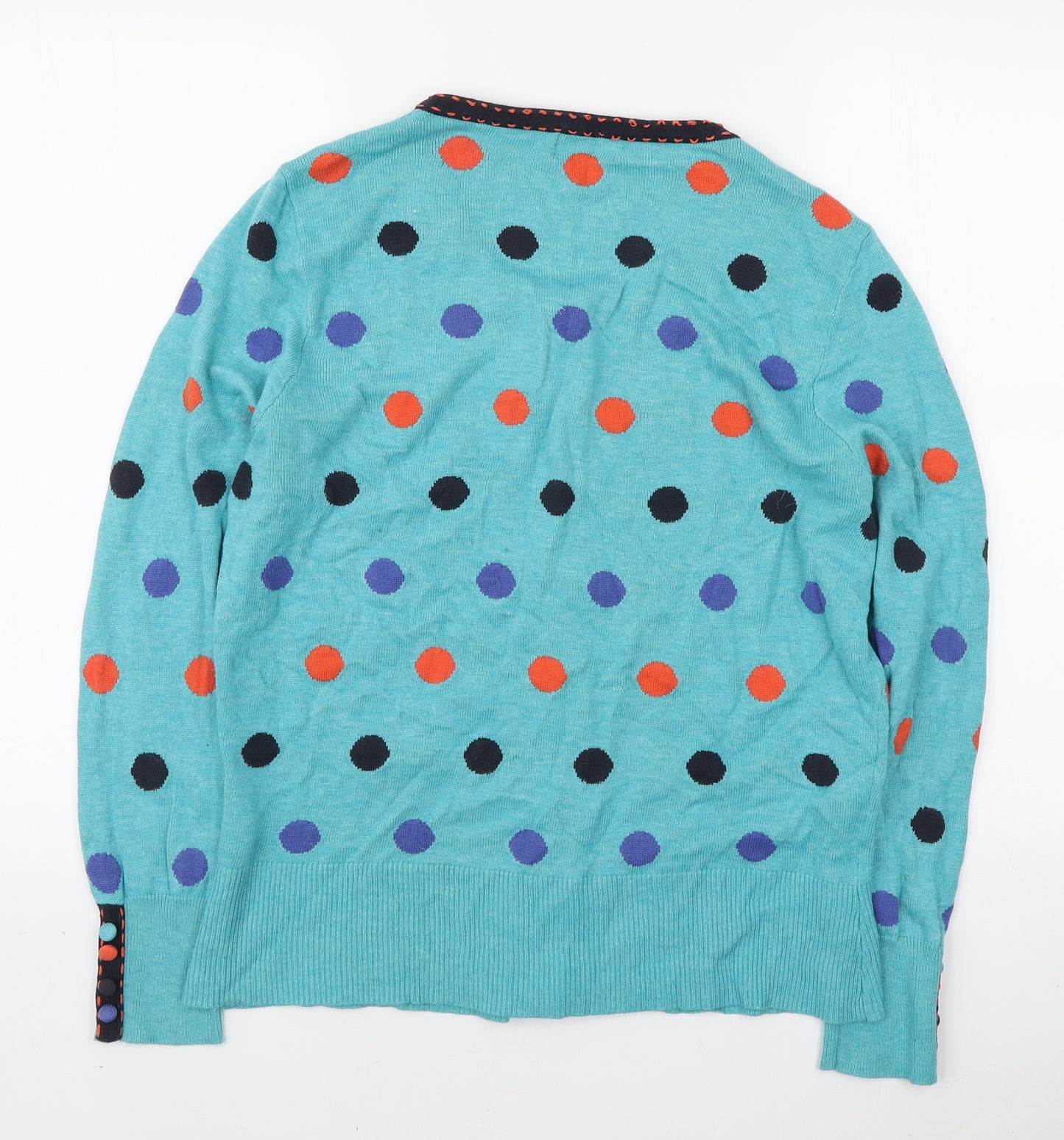 Marks and Spencer Womens Blue Round Neck Polka Dot Polyamide Cardigan Jumper Size 18