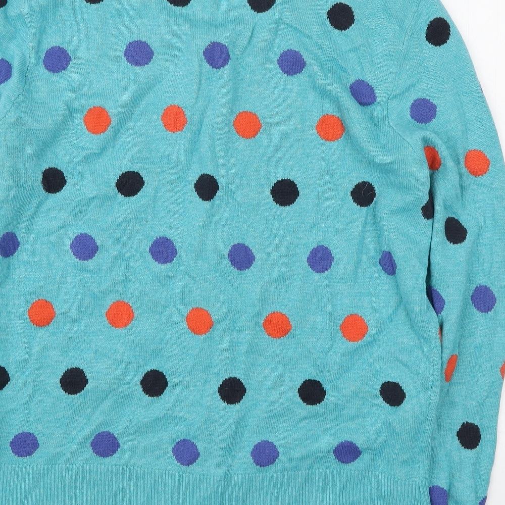 Marks and Spencer Womens Blue Round Neck Polka Dot Polyamide Cardigan Jumper Size 18